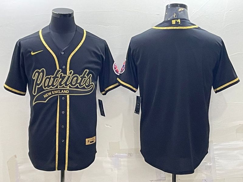 Men New England Patriots Blank Black gold 2022 Nike Co branded NFL Jersey